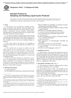 Standard Practice for Sampling and Handling Liquid Cyclic Products