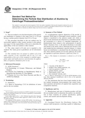 Standard Test Method for Determining the Particle Size Distribution of Alumina by Centrifugal Photosedimentation