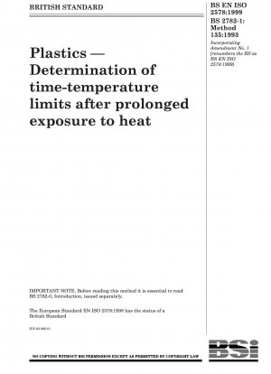 Plastics. Determination of the time-temperature limits after prolonged exposure to heat