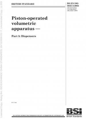 Piston - operated volumetric apparatus — Part 5 : Dispensers