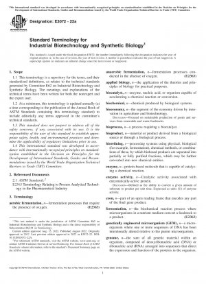 Standard Terminology for Industrial Biotechnology and Synthetic Biology