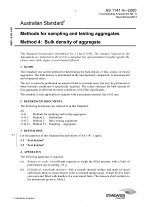 Sampling and testing methods for aggregates Bulk density of aggregates