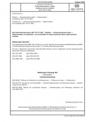 Rubber - Polychloroprene latex - Determination of alkalinity (ISO 13773:1997)