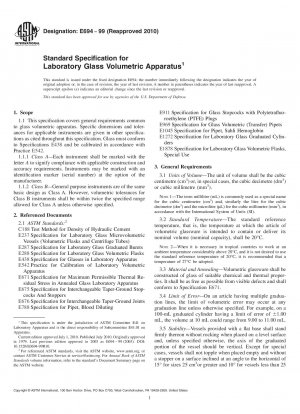Standard Specification for Laboratory Glass Volumetric Apparatus