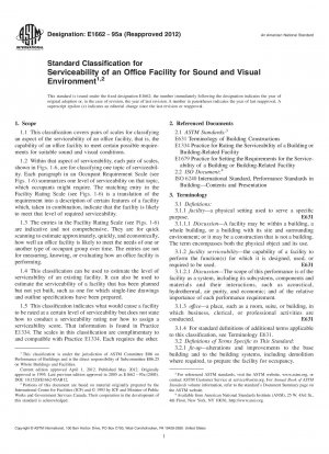 Standard Classification for  Serviceability of an Office Facility for Sound and Visual Environment