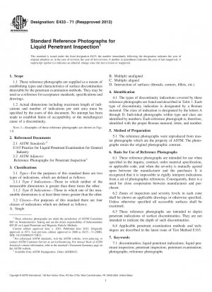 Standard Reference Photographs for  Liquid Penetrant Inspection