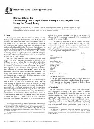 Standard Guide for Determining DNA Single-Strand Damage in Eukaryotic Cells Using  the Comet Assay