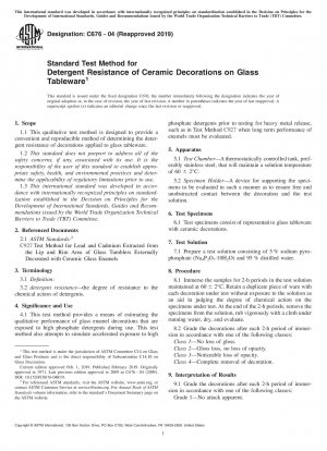 Standard Test Method for Detergent Resistance of Ceramic Decorations on Glass Tableware
