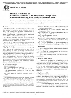 Standard Test Method for Resistance to Airflow as an Indication of Average Fiber Diameter of Wool Top, Card Sliver, and Scoured Wool