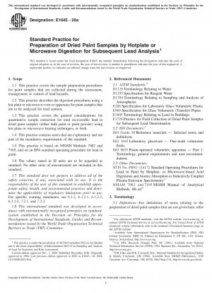 Standard Practice for the Preparation of Dried Paint Samples by Hotplate or Microwave Digestion for Subsequent Lead Analysis