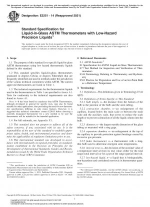 Standard Specification for Liquid-in-Glass ASTM Thermometers with Low-Hazard Precision Liquids
