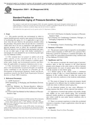 Standard Practice for Accelerated Aging of Pressure-Sensitive Tapes