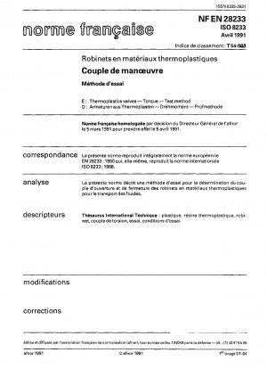 Thermoplastics valves. Torque. Test method.