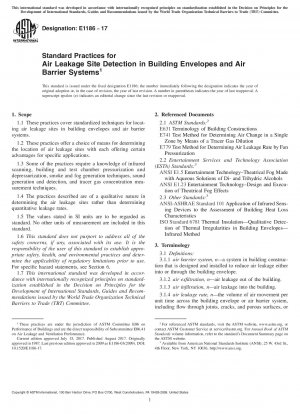 Standard Practices for Air Leakage Site Detection in Building Envelopes and Air Barrier Systems