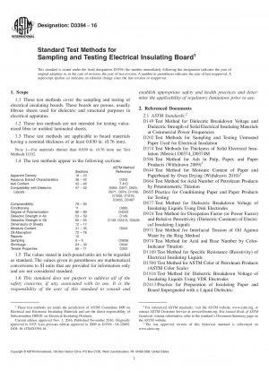 Standard Test Methods for Sampling and Testing Electrical Insulating Board