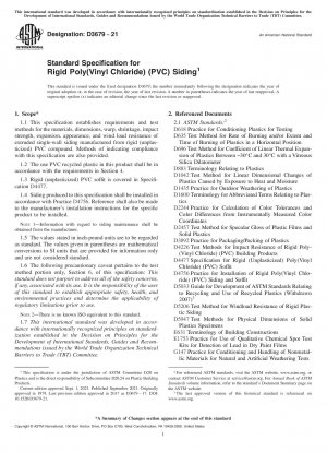Standard Specification for Rigid Poly(Vinyl Chloride) (PVC) Siding