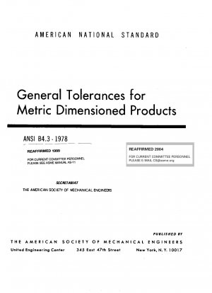 General tolerances for metric dimensioned products