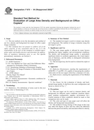 Standard Test Method for Evaluation of Large Area Density and Background on Office Copiers