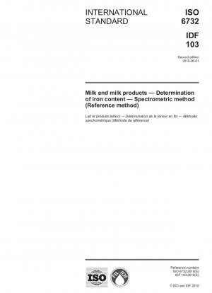 Milk and milk products - Determination of iron content - Spectrometric method (Reference method)