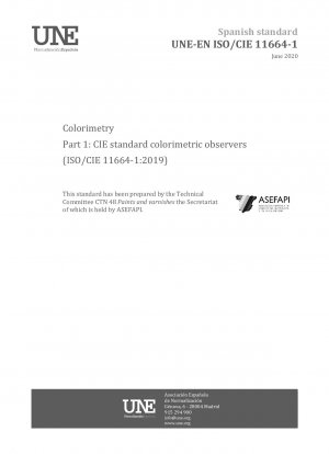 Colorimetry - Part 1: CIE standard colorimetric observers (ISO/CIE 11664-1:2019)