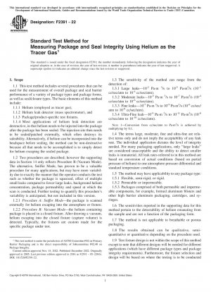 Standard Test Method for Measuring Package and Seal Integrity Using Helium as the Tracer Gas