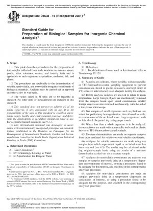Standard Guide for Preparation of Biological Samples for Inorganic Chemical Analysis