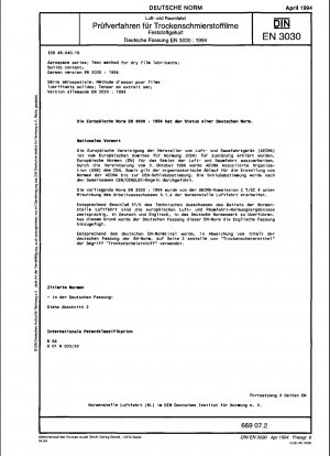 Aerospace series; test method for dry film lubricants; solids content; German version EN 3030:1994