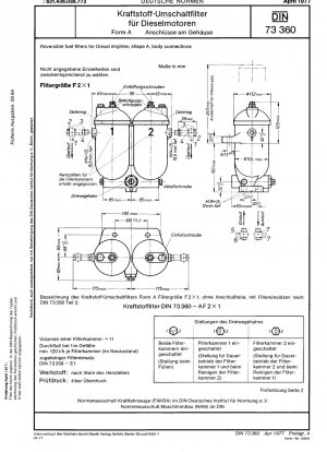 Reversible fuel filters for Diesel engines, shape A, body connections