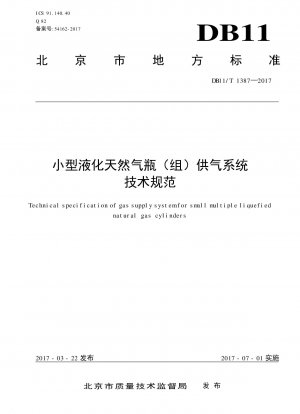 Technical specifications for gas supply system of small liquefied natural gas cylinders (groups)