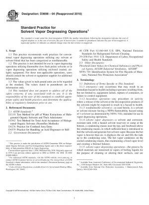 Standard Practice for Solvent Vapor Degreasing Operations