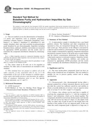 Standard Test Method for  Butadiene Purity and Hydrocarbon Impurities by Gas Chromatography