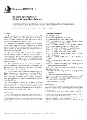 Standard Specification for  Greige Woven Glass Fabrics