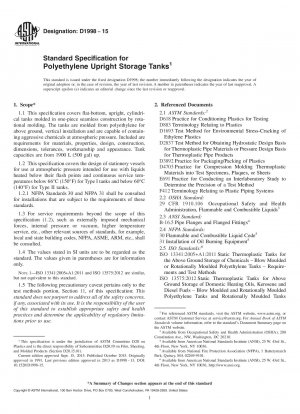 Standard Specification for  Polyethylene Upright Storage Tanks