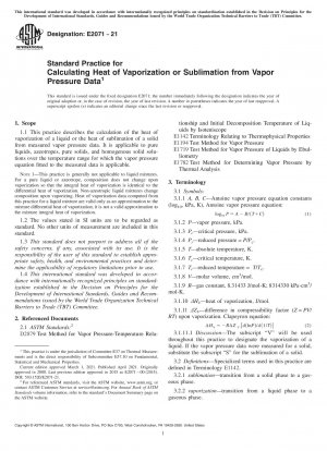 Standard Practice for Calculating Heat of Vaporization or Sublimation from Vapor  Pressure Data