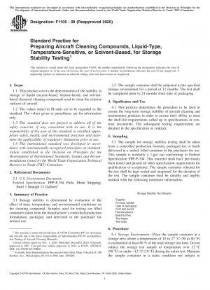 Standard Practice for Preparing Aircraft Cleaning Compounds, Liquid-Type, Temperature-Sensitive, or Solvent-Based, for Storage Stability Testing