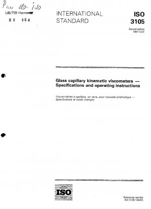 Glass capillary kinematic viscometers - Specifications and operating instructions