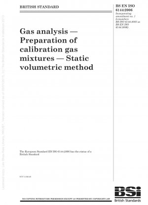 Gas analysis — Preparation of calibration gas mixtures — Static volumetric method
