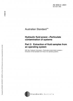 Hydraulic fluid power - Particulate contamination of systems - Extraction of fluid samples from an operating system