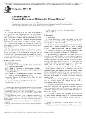 Standard Guide for  Financial Disclosures Attributed to Climate Change