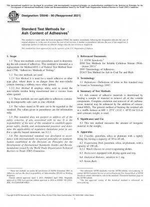 Standard Test Methods for Ash Content of Adhesives