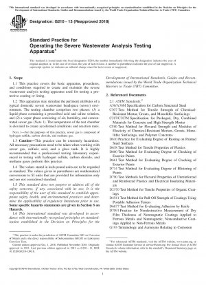 Standard Practice for Operating the Severe Wastewater Analysis Testing Apparatus