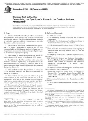 Standard Test Method for Determining the Opacity of a Plume in the Outdoor Ambient Atmosphere
