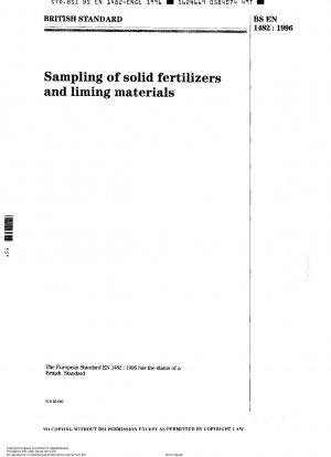 Sampling of solid fertilizers and liming materials