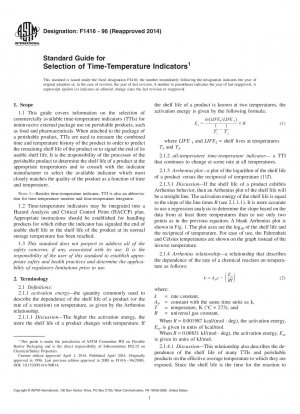 Standard Guide for  Selection of Time-Temperature Indicators