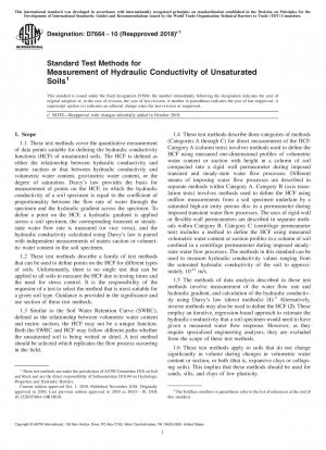 Standard Test Methods for Measurement of Hydraulic Conductivity of Unsaturated Soils