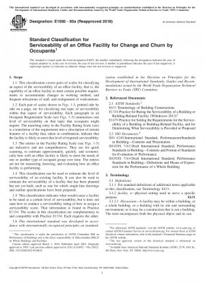 Standard Classification for Serviceability of an Office Facility for Change and Churn by Occupants