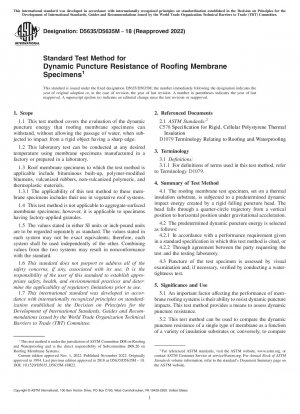 Standard Test Method for Dynamic Puncture Resistance of Roofing Membrane Specimens