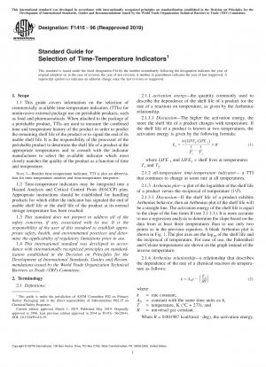 Standard Guide for Selection of Time-Temperature Indicators