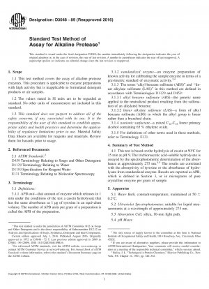 Standard Test Method of Assay for Alkaline Protease