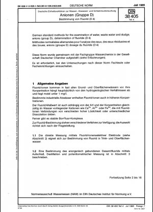 German standard methods for the examination of water, waste water and sludge; anions (group D); determination of fluoride (D 4)